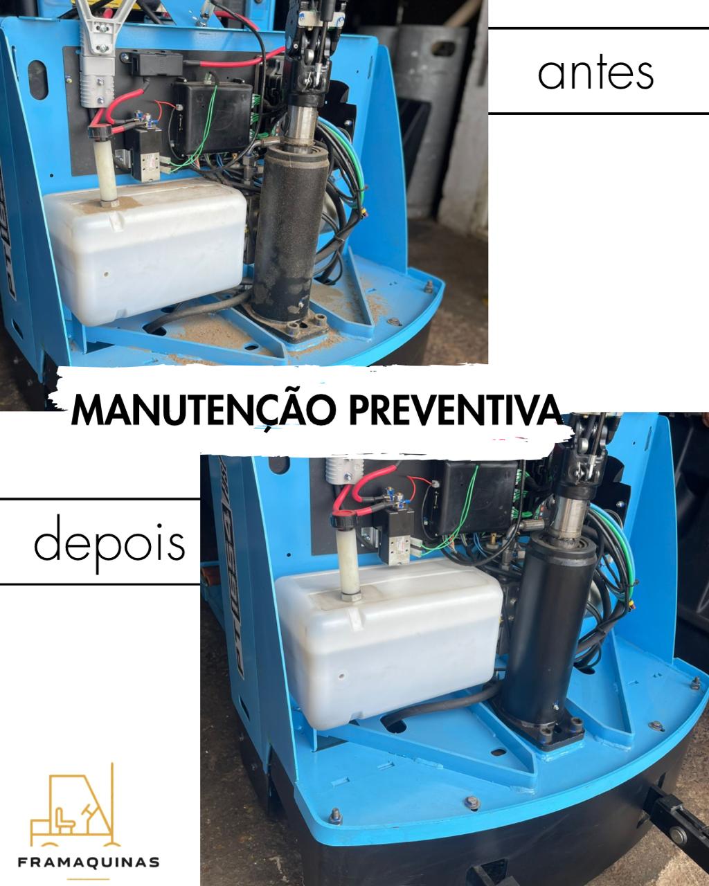 Manutenção preventiva em transpaleteira: antes e depois